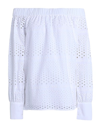KARL LAGERFELD Off-the-shoulder top BRODERIE ANGLAISE TOP White 100% Cotton