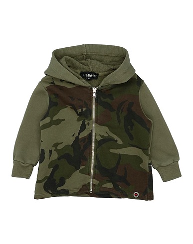 PLEASE Felpa Verde militare 100% Cotone