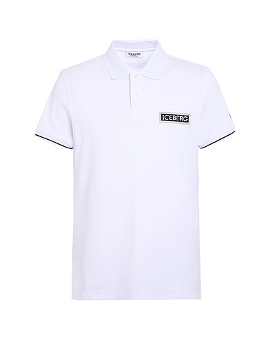 ICEBERG Polo shirt BEACHWEAR White 95% Cotton, 5% Elastane