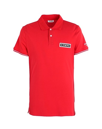 ICEBERG Polo shirt Red 95% Cotton, 5% Elastane