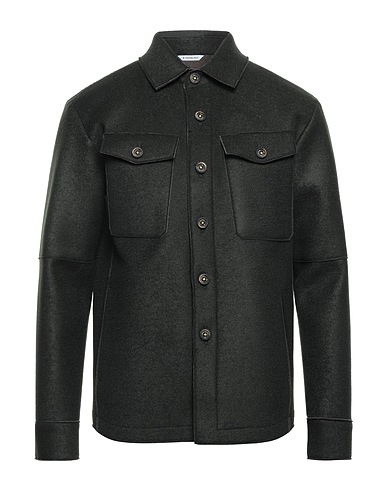MANUEL RITZ Camicia tinta unita Verde scuro 38% Viscosa, 30% Acrilico, 16% Poliestere, 14% Lana Vergine, 2% Elastan