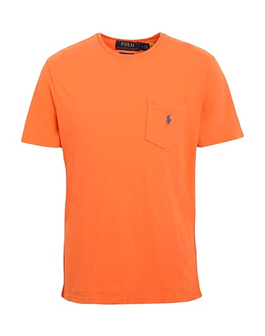 POLO RALPH LAUREN Basic T-Shirt CUSTOM SLIM COTTON-LINEN POCKET T-SHIRT
 Orange 80% Baumwolle, 20% Leinen