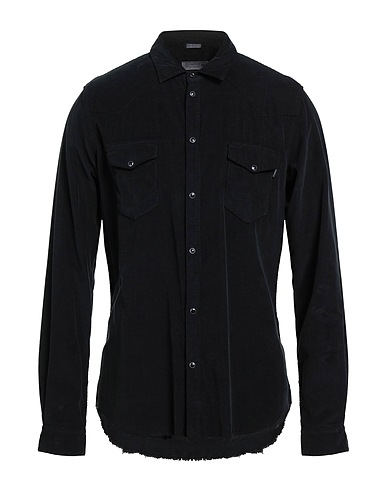 DANIELE ALESSANDRINI HOMME Einfarbiges Hemd Schwarz 100% Baumwolle