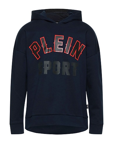 PLEIN SPORT Hooded sweatshirt Midnight blue 52% Cotton, 48% Polyester