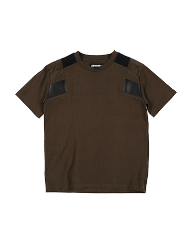 LES HOMMES T-shirt Military green 100% Cotton