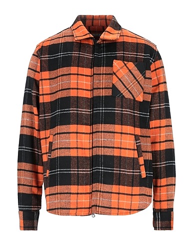 GREY DANIELE ALESSANDRINI Checked shirt Orange 45% Acrylic, 30% Polyester, 20% Wool, 5% Other Fibres