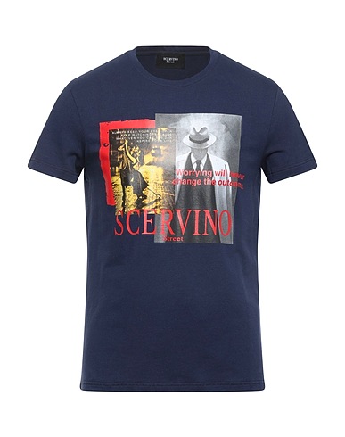 SCERVINO T-shirt Midnight blue 95% Cotton, 5% Elastane