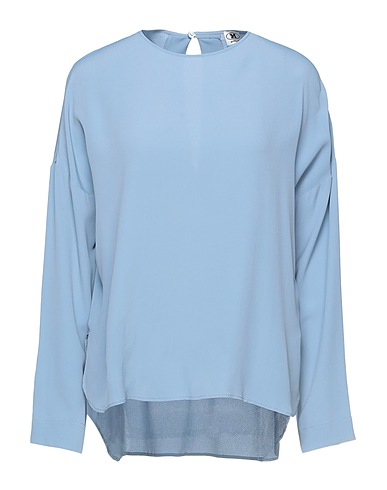 M MISSONI Top Sky blue 69% Acetate, 31% Silk, Mother-of-pearl