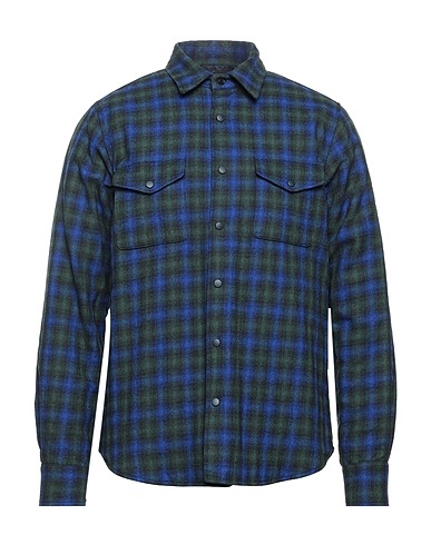 ASPESI Checked shirt Blue 55% Cotton, 45% Virgin Wool