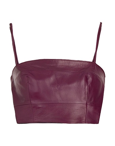 8 by YOOX Crop top LEATHER BANDEAU CROP TOP
 Garnet 100% Lambskin