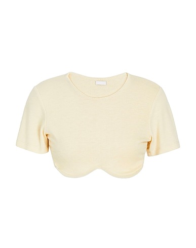 8 by YOOX Bustier UNDERWIRE S/SLEEVE CROP T-SHIRT
 Ivoire 62% Polyester, 34% Viscose, 4% Élasthanne