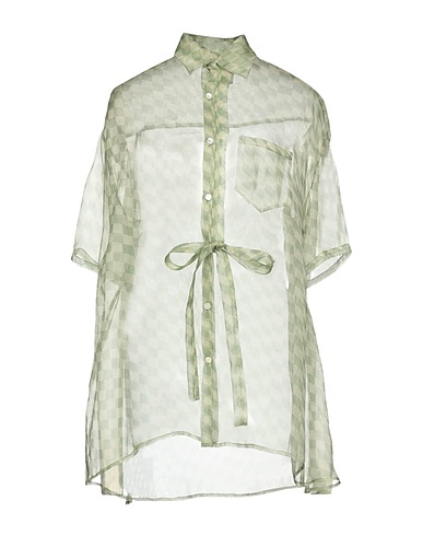 PRIVATE POLICY Checked shirt Light green 100% Silk