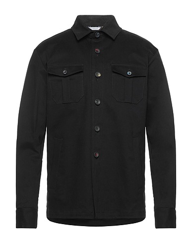 MANUEL RITZ Solid colour shirt Black 98% Cotton, 2% Elastane