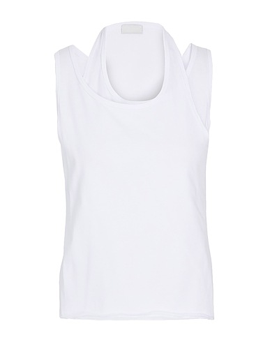 8 by YOOX Evening top ORGANIC COTTON LAYERED TANK TOP
 White 100% Organic cotton