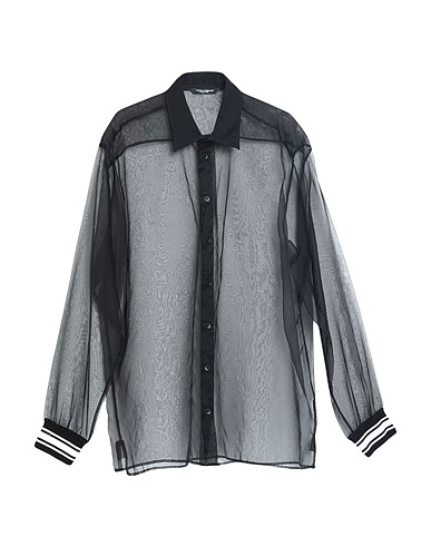 DOLCE&GABBANA Striped shirt Black 100% Silk, Elastane