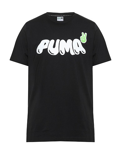 PUMA T-shirt Black 100% Cotton, Polyester