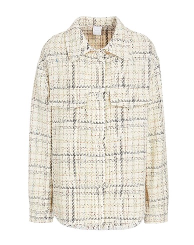 8 by YOOX Patterned shirts & blouses COTTON TWEED OVERSHIRT
 Ivory 70% Cotton, 25% Polyester, 5% Other Fibres