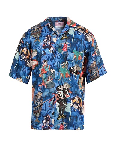 MARTINE ROSE Patterned shirt Navy blue 100% Polyester