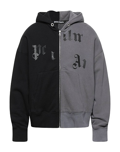PALM ANGELS Hooded track jacket  Black 100% Cotton, Elastane