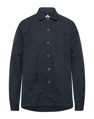 XACUS Solid colour shirt Midnight blue 55% Cotton, 45% Linen