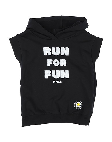 MONNALISA Hooded track jacket  Black 95% Cotton, 5% Elastane