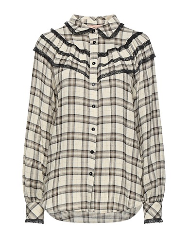 TWINSET Checked shirt Ivory 75% Viscose, 25% Wool, Polyamide