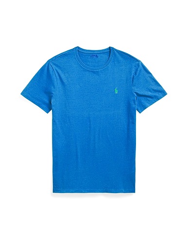 POLO RALPH LAUREN Basic T-Shirt CUSTOM SLIM FIT JERSEY CREWNECK T-SHIRT
 Azure 100% Cotton