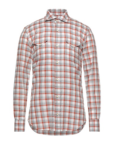 ELEVENTY チェック柄シャツ ライトグレー コットン 100%