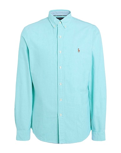 POLO RALPH LAUREN Solid colour shirt SLIM FIT OXFORD SHIRT
 Sky blue 100% Cotton
