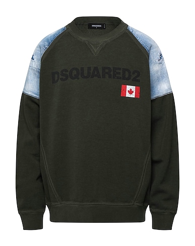 DSQUARED2 Sweatshirt Military green 100% Cotton, Elastane