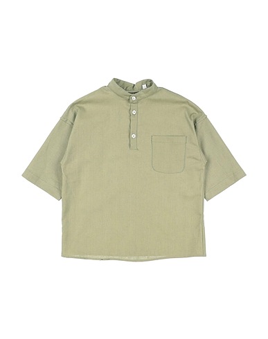 MOOD_ONE Camicia tinta unita Verde militare 97% Cotone, 3% Elastan