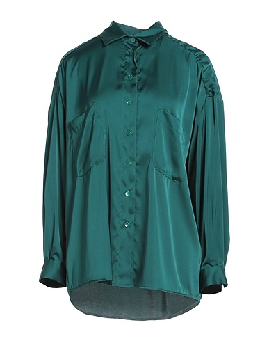 VICOLO Solid colour shirts & blouses Dark green 96% Polyester, 4% Elastane