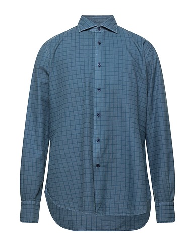 BOLZONELLA 1934 Checked shirt Slate blue 100% Cotton