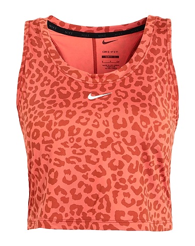 NIKE Crop top Nike Dri-FIT One Women's Slim Fit Printed Tank
 Salmon pink 86% Polyester, 14% Elastane