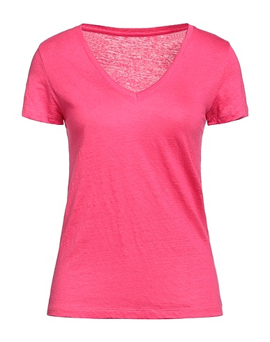 MAJESTIC FILATURES Basic T-shirt Fuchsia 94% Linen, 6% Elastane