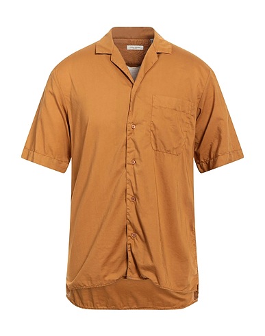 PAOLO PECORA Solid colour shirt Camel 100% Cotton