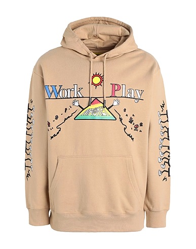 MARKET Hooded track jacket  WORK LIFE BALANCE HOODIE Sand 100% Cotton