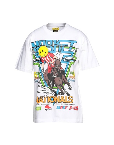 MARKET T-shirt SMILEY POLO HORSERACE T-SHIRT White 100% Cotton