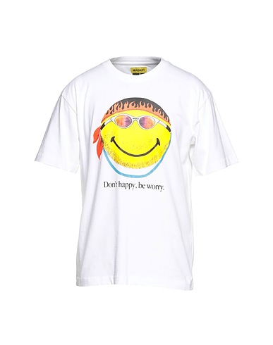 MARKET T-shirt SMILEY DON'T HAPPY, BE WORRY T-SHIRT White 100% Cotton