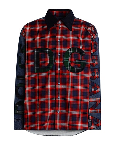 DOLCE&GABBANA デニムシャツ ブルー コットン 63% / バージンウール 35% / ポリウレタン 2% / ポリエステル