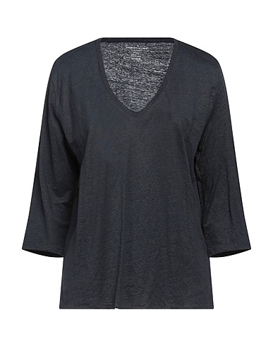 MAJESTIC FILATURES Basic T-shirt Midnight blue 94% Linen, 6% Elastane