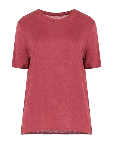 MAJESTIC FILATURES Basic T-Shirt Ziegelrot 94% Leinen, 6% Elastan