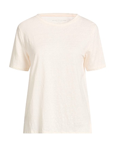 MAJESTIC FILATURES Basic T-Shirt Ivory 94% Linen, 6% Elastane
