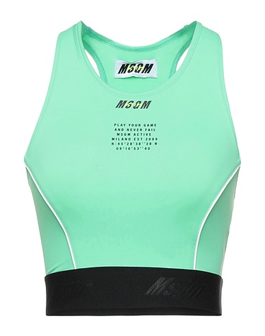 MSGM Crop top Lime green 91% Polyamide, 9% Elastane