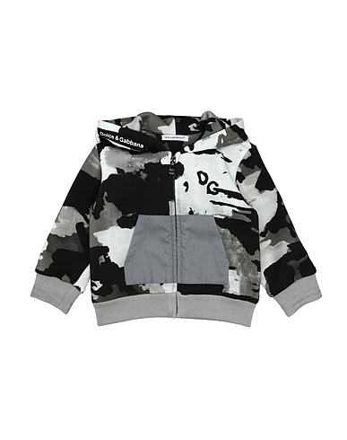 DOLCE&GABBANA Hooded track jacket  Grey 100% Cotton, Viscose, Polyurethane, Elastane, Polyester