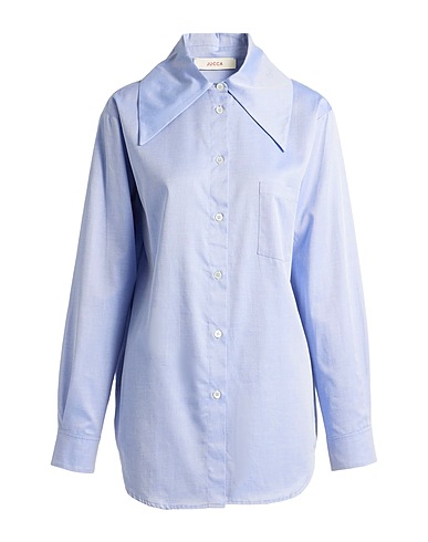 JUCCA Solid colour shirts & blouses Sky blue 100% Cotton