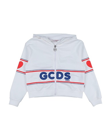 GCDS MINI Hooded track jacket  White 95% Cotton, 5% Elastane