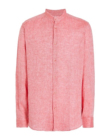 8 by YOOX Camicia in lino LINEN KOREAN COLLAR L/SLEEVE REGULAR-FIT SHIRT
 Rosso 100% Lino