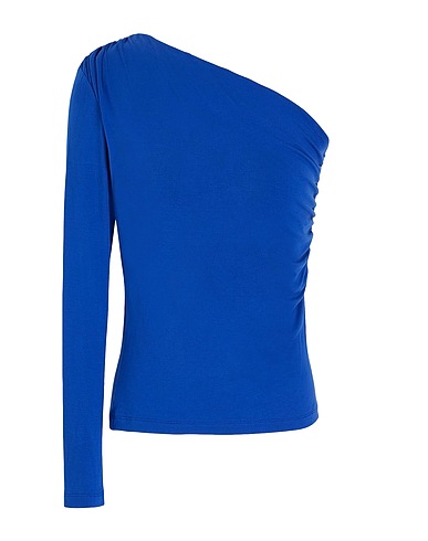 8 by YOOX Evening top VISCOSE ONE-SHOULDER L/SLEEVE TOP
 Bright blue 95% Viscose, 5% Elastane