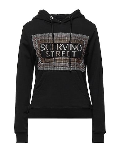 SCERVINO Hooded track jacket  Black 95% Cotton, 5% Elastane